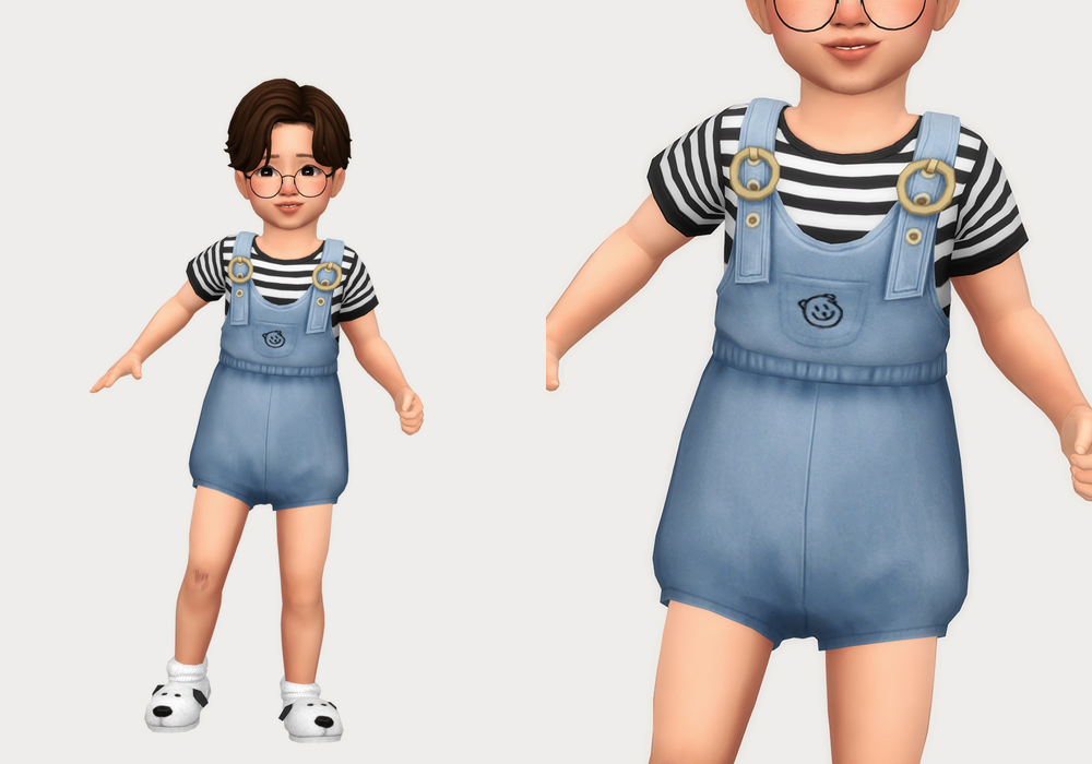Un sim inclinado en una dirección mientras usa una opción de atuendo de sims 4 cc con una camiseta a rayas en blanco y negro