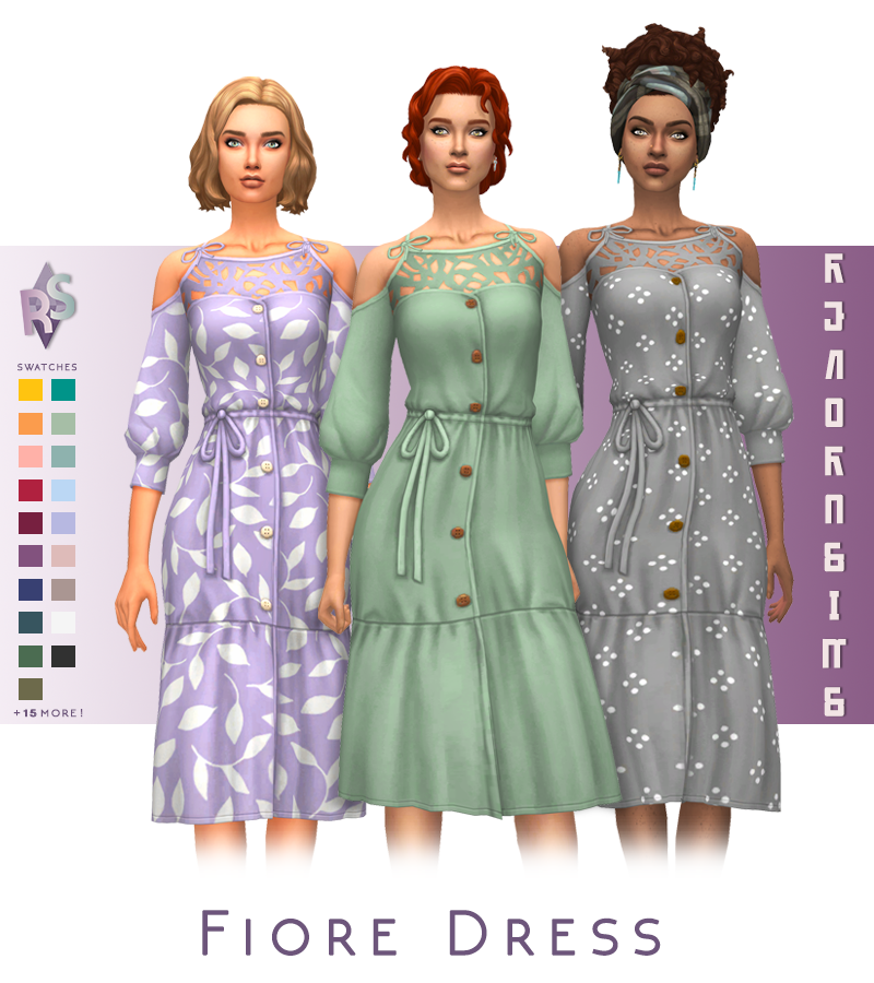 Tres sims diferentes usando el mismo vestido.