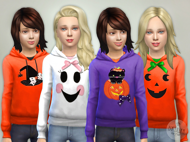 niñas con sudaderas de Halloween