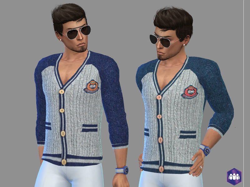Dos Sims iguales usando un cardigan abotonado sin nada debajo