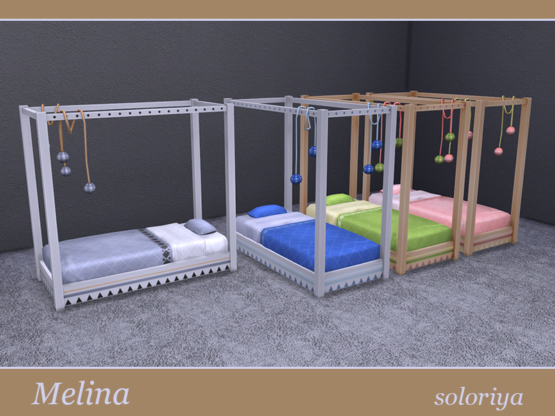 cama melina con bolas colgantes