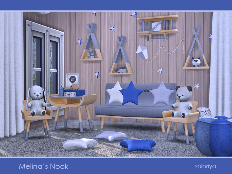 mobiliario del dormitorio de El Rincón de Melina con almohadas en forma de estrella