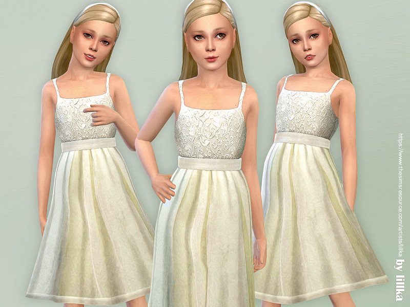 La misma sim tres veces usando la misma opción de vestidos de sims 4 cc que es perfecta para ser una niña de las flores. 