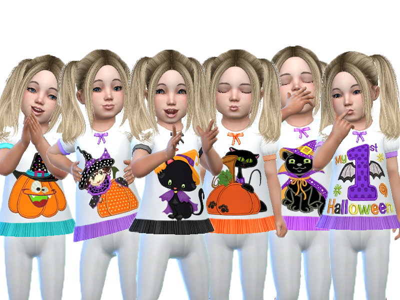 sim en camiseta de Halloween con volantes en la parte inferior 