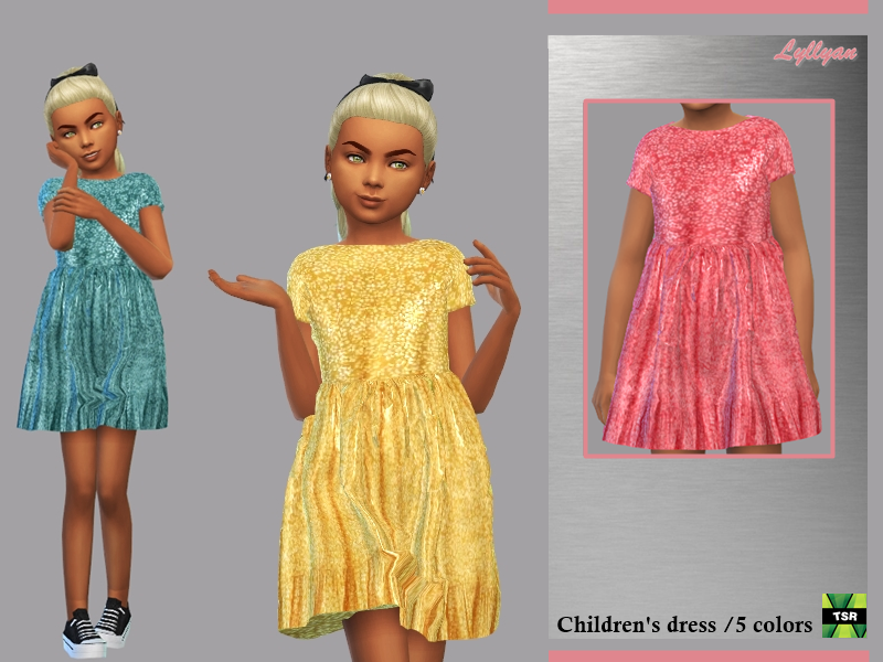 Un vestido de colores brillantes para tus Sims que tiene un sutil patrón floral
