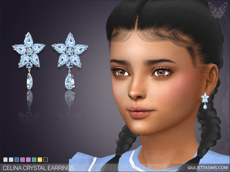 Un sim con ojos marrones y pelo negro que lleva puestos unos pendientes de los sims 4 que parecen un copo de nieve 