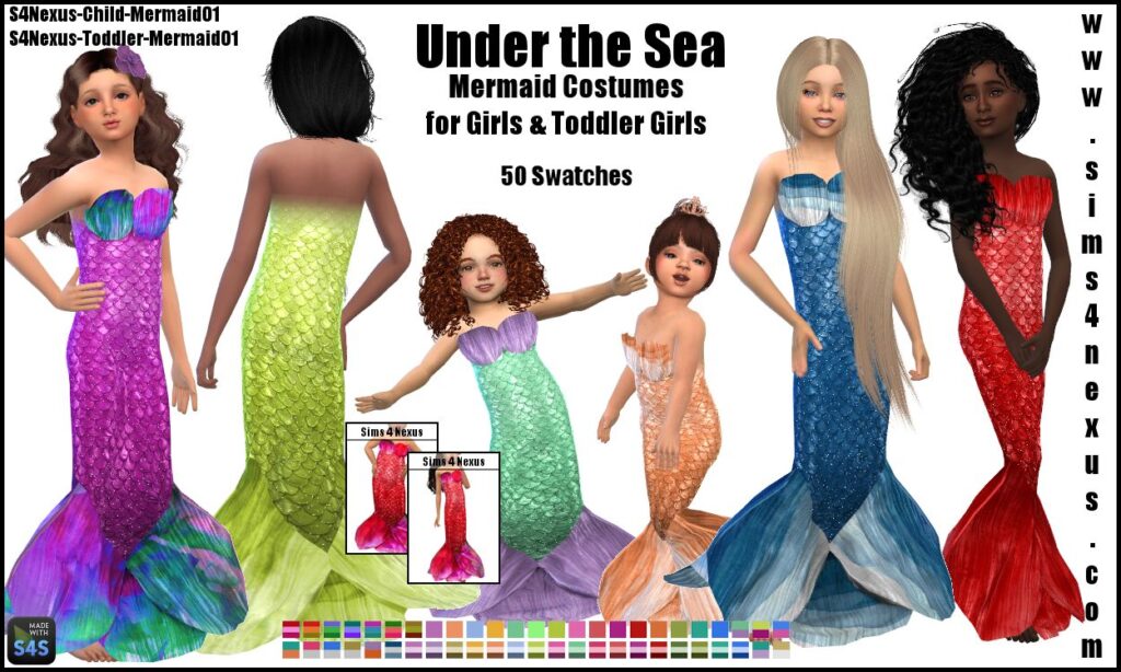 un grupo de niños y niñas vestidos de sirenas para Halloween