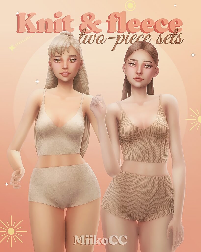 un conjunto de punto de dos piezas para que tus sims lo usen en casa