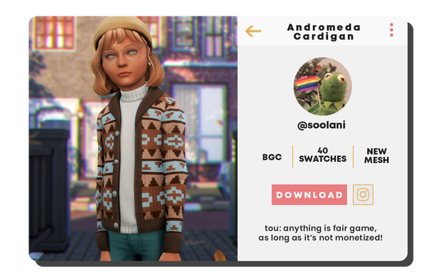 Un lindo cardigan sobre una camiseta blanca para tus sims 4 niños