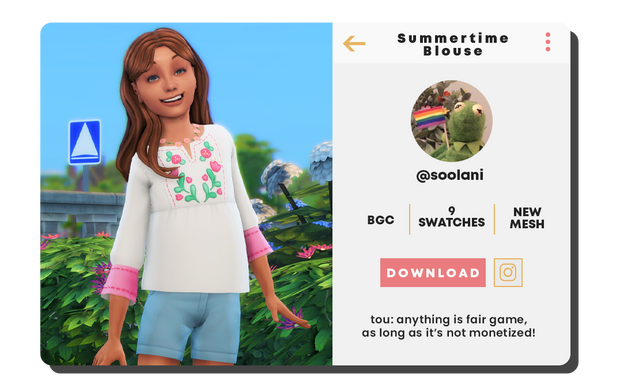 Un sim vistiendo una linda blusa de verano en los sims 4