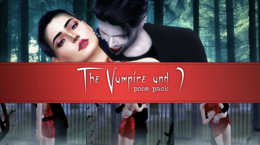 Un grupo de imágenes donde dos personajes de Los Sims 4 están realizando diferentes opciones de poses de Halloween.
