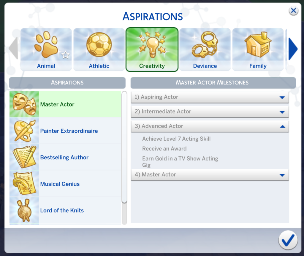 nivel 3 de la aspiración de actor maestro en Los Sims 4