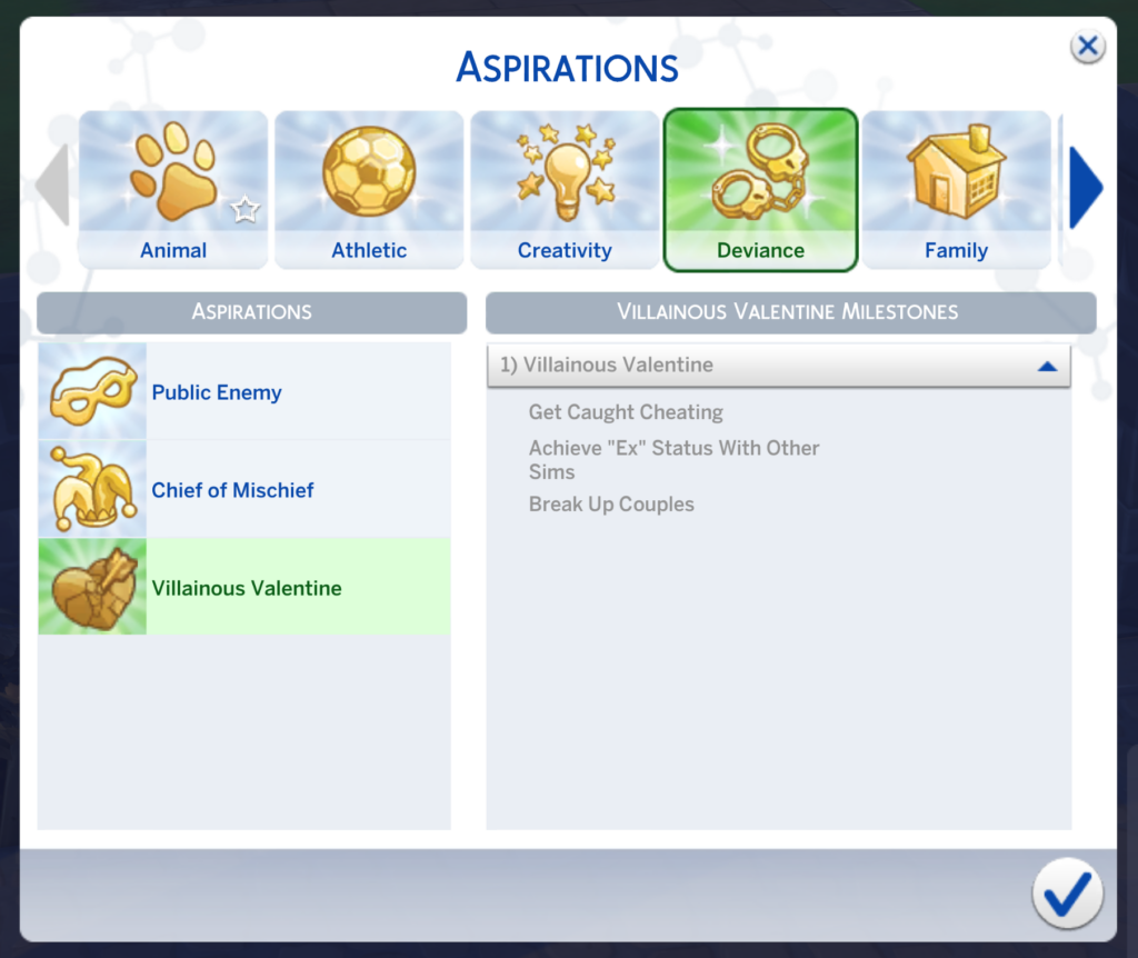 etapa de la aspiración villana de los Sims 4
