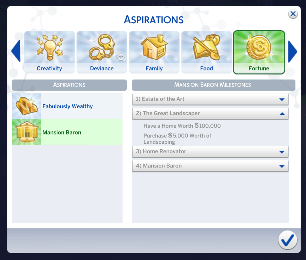 The Sims 4: Mansion Baron Aspiration