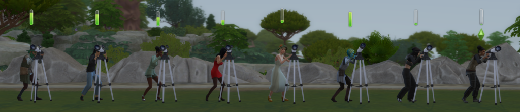 sims mirando al cielo en los nuevos telescopios más pequeños