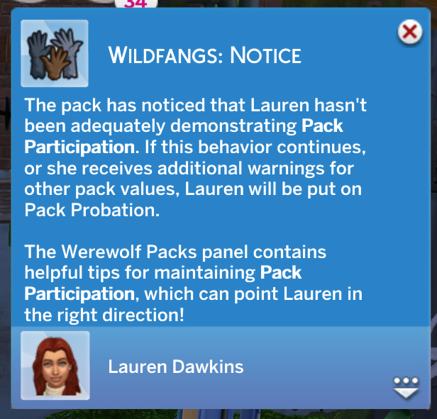 aviso de Sims 4 Wildfangs