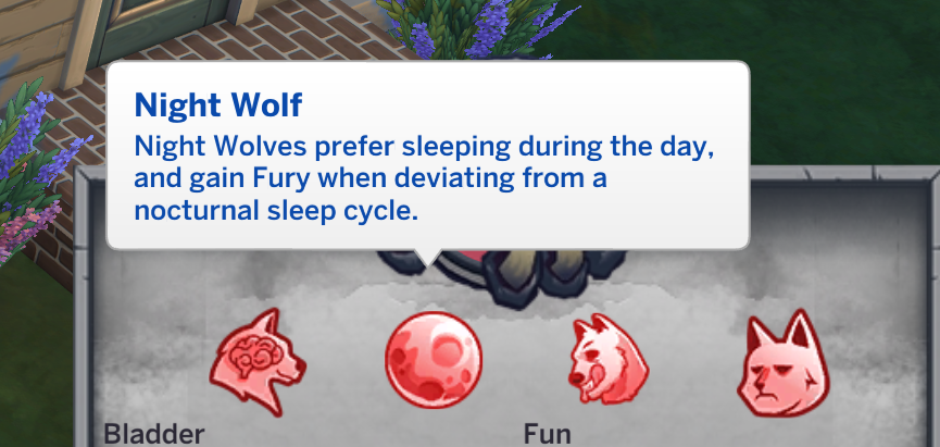 temperamentos de Sims 4 hombre lobo para lobo nocturno