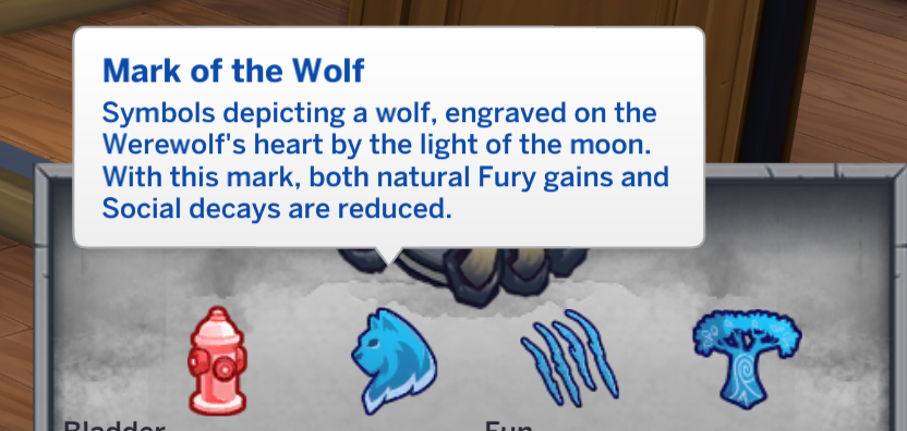 temperamentos de los hombres lobo en los Sims 4