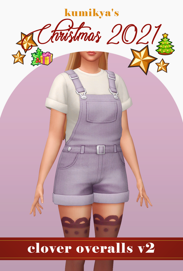 Un sim de pie con los brazos a los lados y la cabeza recortada de la imagen. Este sim lleva una camiseta blanca y unos monos cc de color lila claro.