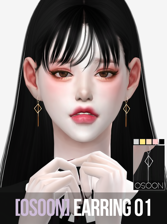 Un sim con cabello negro que lleva aretes de sims 4 cc.