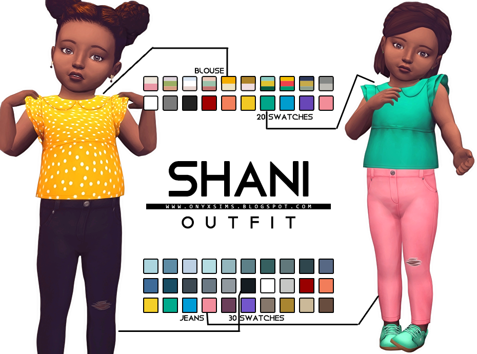 conjunto Shani para Sims 4 niños pequeños