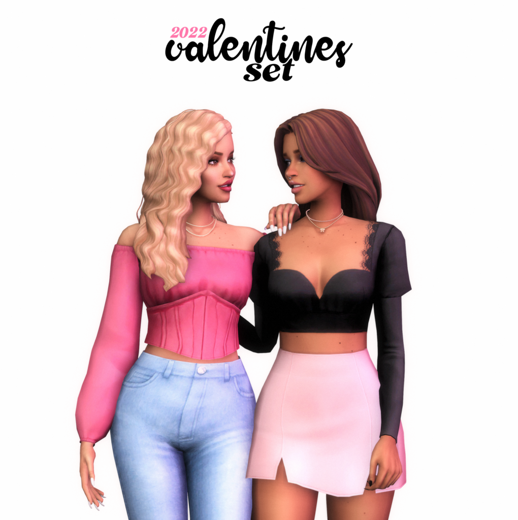 Dos adorables conjuntos de cc temáticos de San Valentín para Sims 4