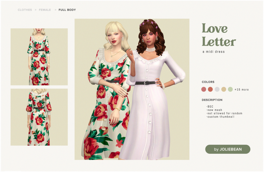 un bonito vestido abotonado para agregar a tu carpeta de atuendos de sims 4 cc