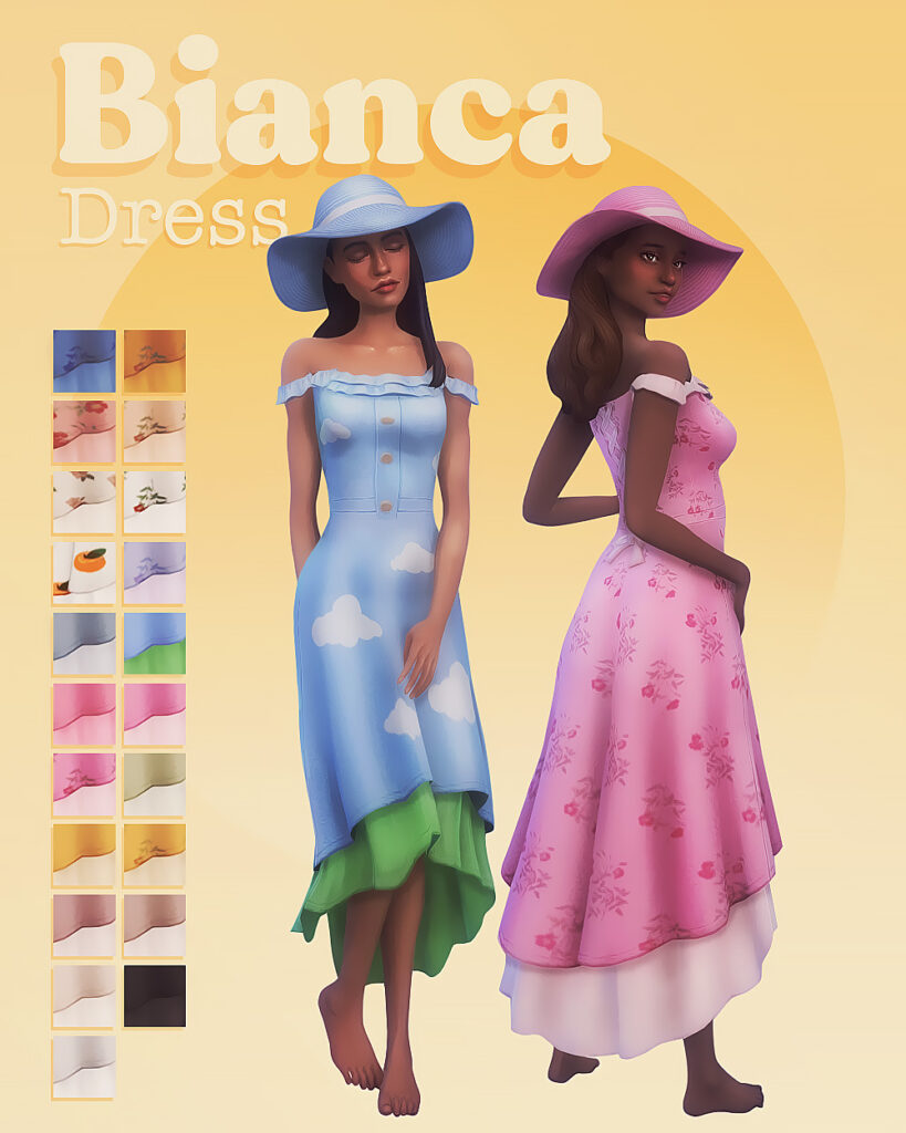 el vestido Bianca con divertidos patrones como nubes o flores