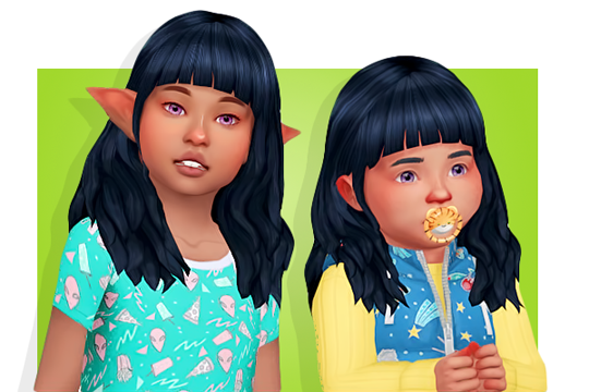 Un cabello para niños en Los Sims 4 con flequillo y orejas descubiertas