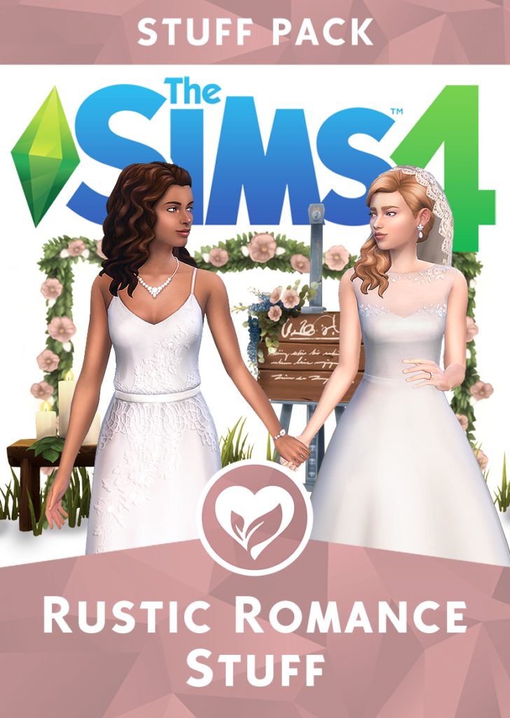 La portada del paquete de contenido personalizado de Los Sims 4 para Rustic Romance