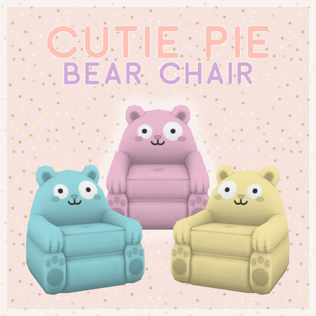 recoloración de la silla de oso en Los Sims 4 - mobiliario CC para niños pequeños