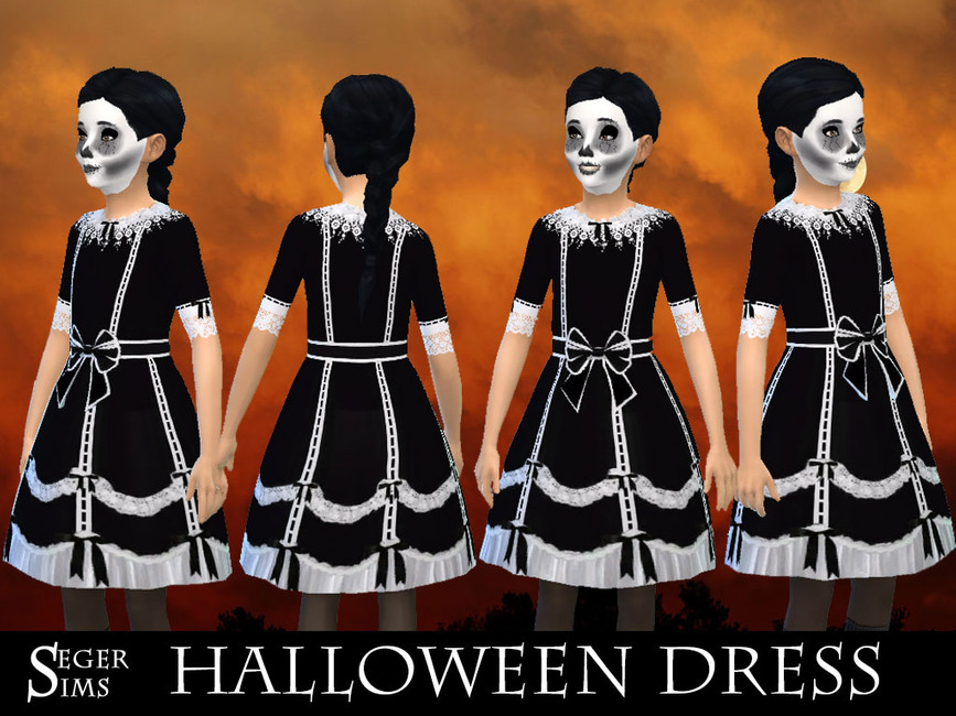 Un sim con maquillaje de esqueleto usando un espeluznante vestido de Halloween para sims 4 cc en blanco y negro