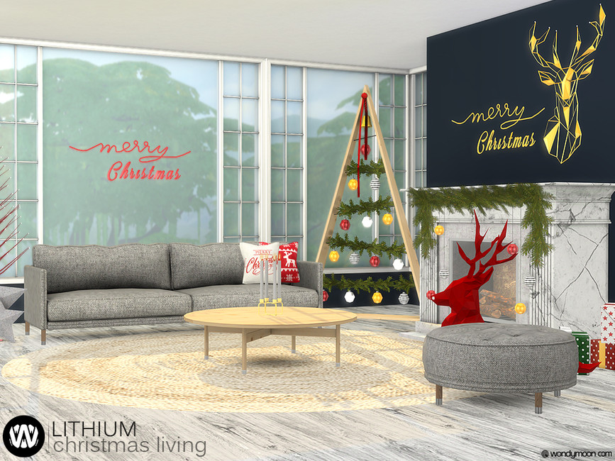Una sala de Navidad moderna, con líneas limpias.