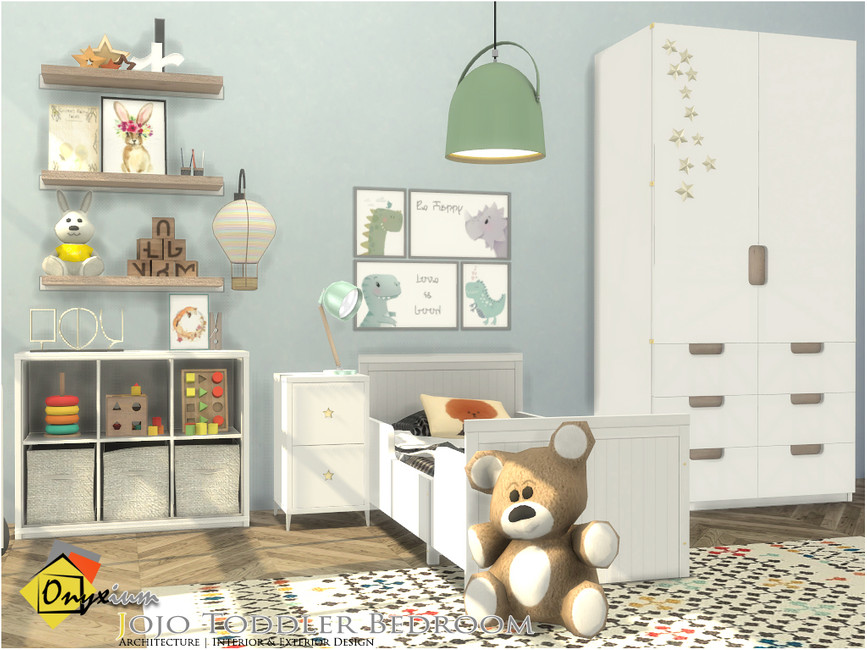 dormitorio Jojo para niños pequeños con estrellas en el armario