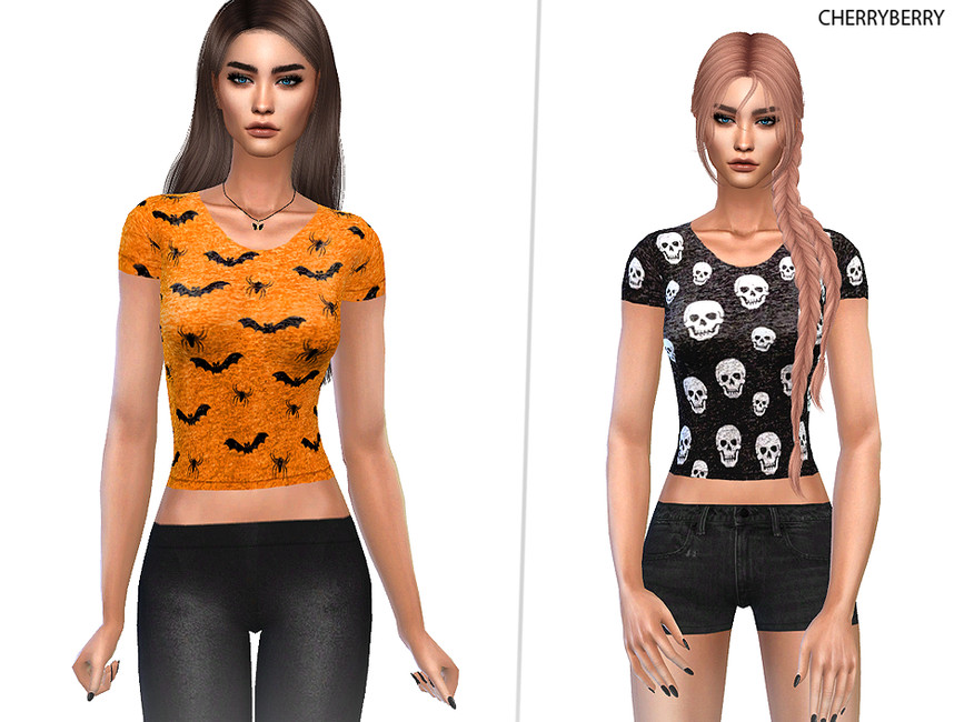 dos mujeres en camisetas ajustadas de Halloween