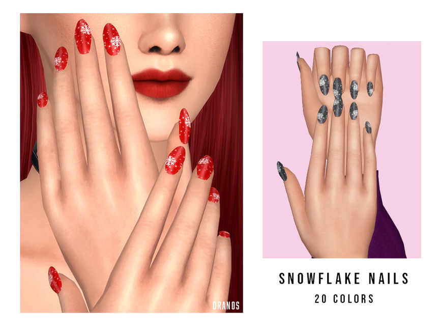 Un conjunto de uñas personalizadas para tus Sims que tienen copos de nieve