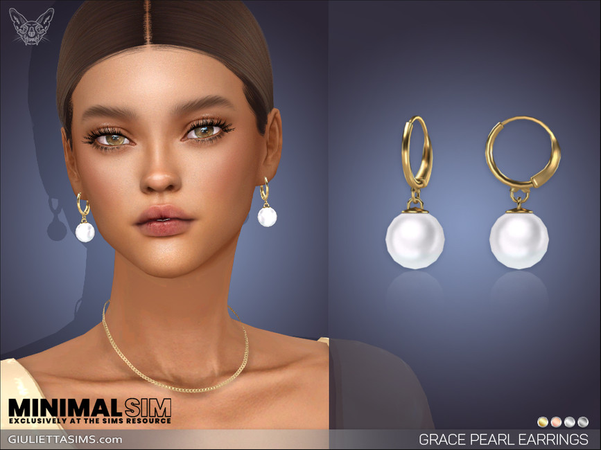 Un personaje de Los Sims 4 que lleva puestos unos pendientes de aro cc de Los Sims 4 que tienen una pequeña perla colgando.